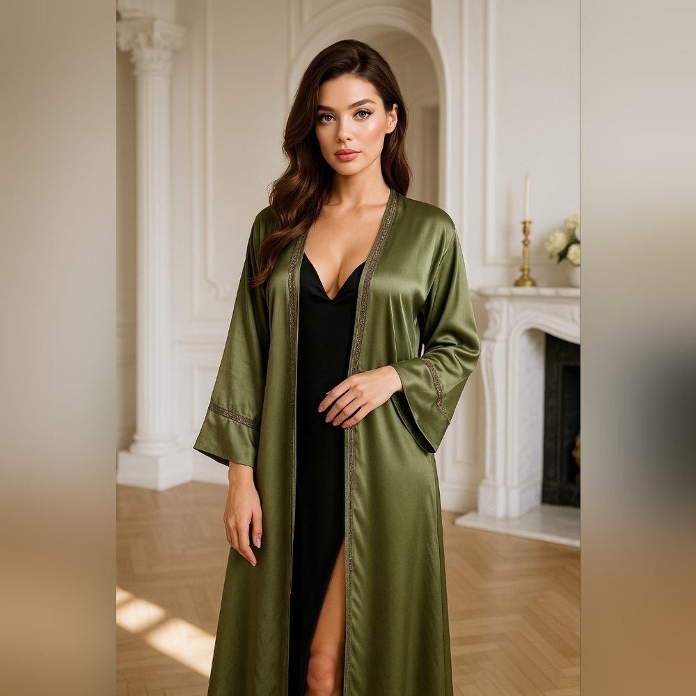 Elegant Green Satin Robe